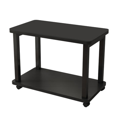 Modern Minimalist Rectangular Tempered Glass Carbon Steel Artificial Board Coffee Table 2-Tier For Living Room