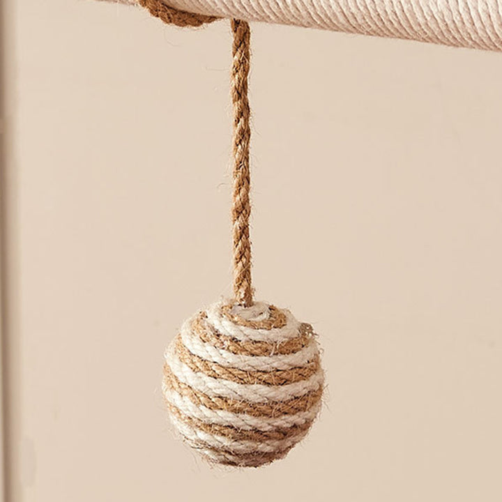 Tour pour chat moderne minimaliste en corde de chanvre triangulaire, planche multicouche, 3 niveaux pour salon 