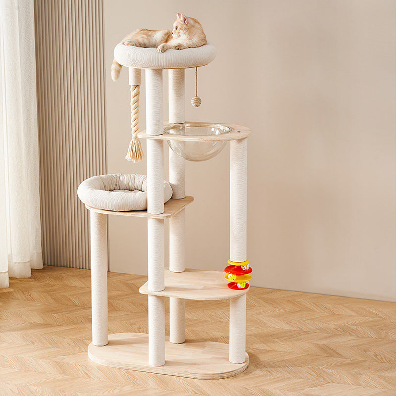 Contemporary Creative Tree Acrylic Multi-Layer Board Corduroy Cotton Rope Multi-Functional Cat Tower 2/4/5-Tier For Living Room