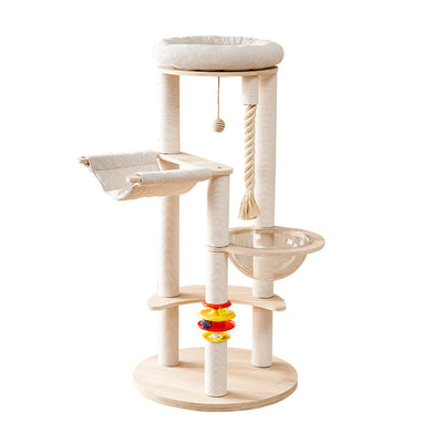 Contemporary Creative Tree Acrylic Multi-Layer Board Corduroy Cotton Rope Multi-Functional Cat Tower 2/4/5-Tier For Living Room