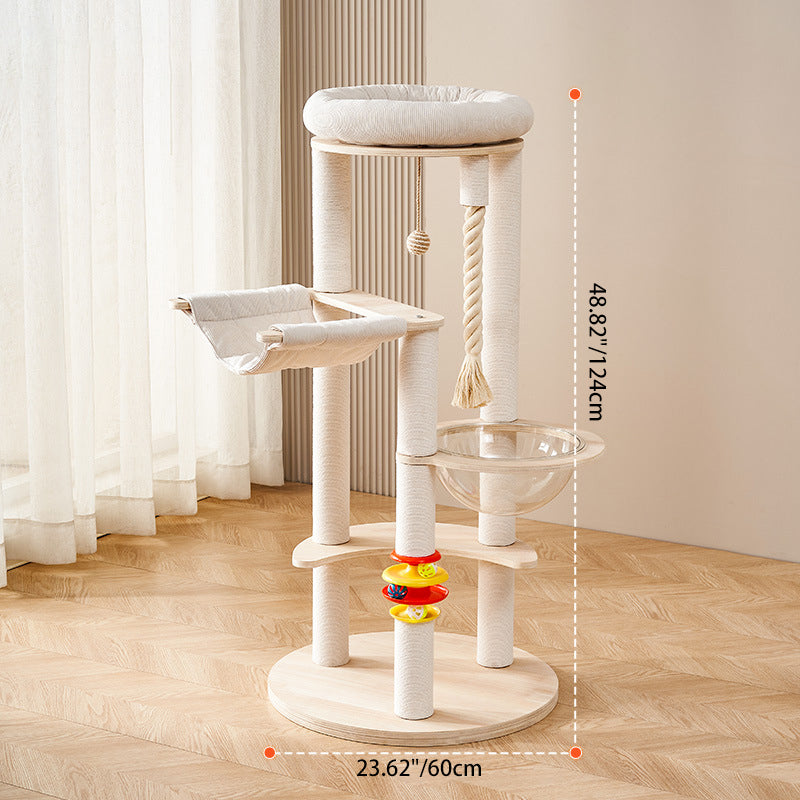 Contemporary Creative Tree Acrylic Multi-Layer Board Corduroy Cotton Rope Multi-Functional Cat Tower 2/4/5-Tier For Living Room