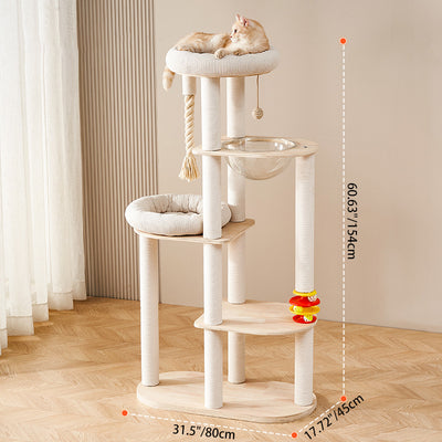 Contemporary Creative Tree Acrylic Multi-Layer Board Corduroy Cotton Rope Multi-Functional Cat Tower 2/4/5-Tier For Living Room