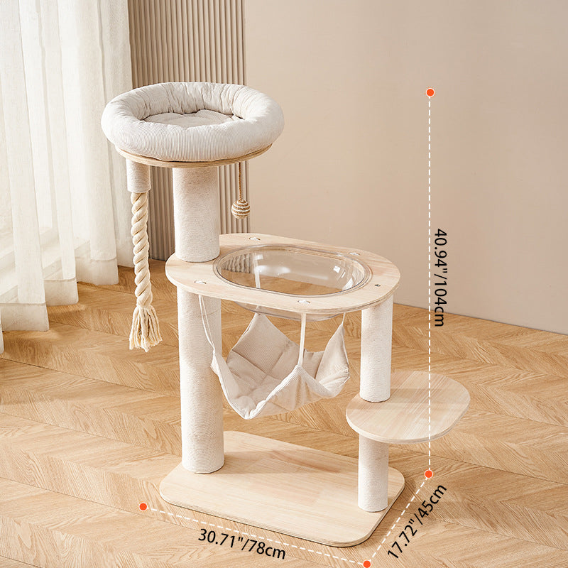 Contemporary Creative Tree Acrylic Multi-Layer Board Corduroy Cotton Rope Multi-Functional Cat Tower 2/4/5-Tier For Living Room