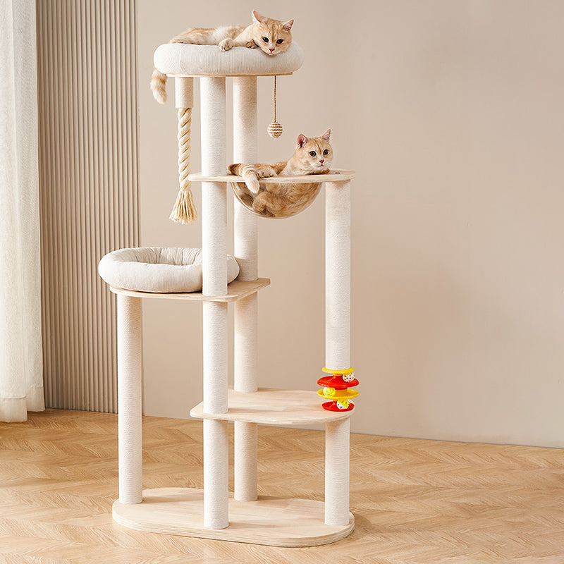 Contemporary Creative Tree Acrylic Multi-Layer Board Corduroy Cotton Rope Multi-Functional Cat Tower 2/4/5-Tier For Living Room