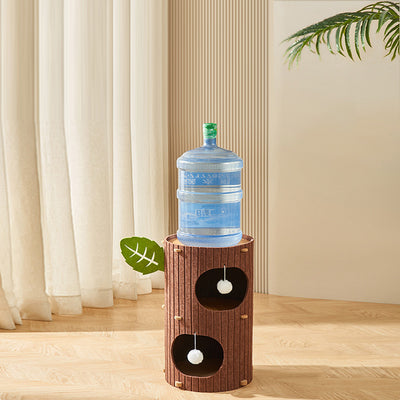 Traditional Rustic Cylindrical Tree Hole Felt Sherpa Fleece & MDF Cat Tower 2/3-Hole For Living Room