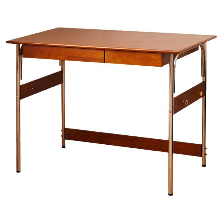 Traditioneller Vintage-Schreibtisch aus Kiefernholz und Edelstahl, rechteckig, mit 2 Schubladen, für das Arbeitszimmer 