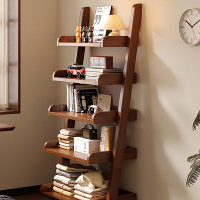 Modern Minimalist Trapezoid Rubberwood Solid Wood Sandwich Panel Floor-Standing Bookshelf 4/5-Shelf For Study
