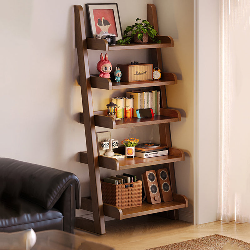 Modern Minimalist Trapezoid Rubberwood Solid Wood Sandwich Panel Floor-Standing Bookshelf 4/5-Shelf For Study