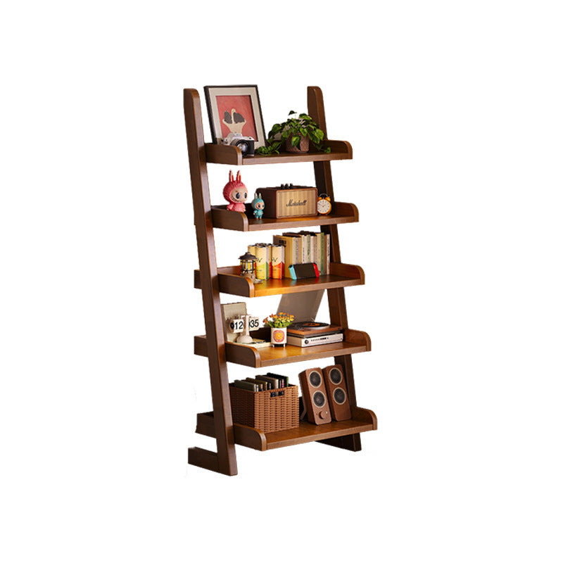 Modern Minimalist Trapezoid Rubberwood Solid Wood Sandwich Panel Floor-Standing Bookshelf 4/5-Shelf For Study