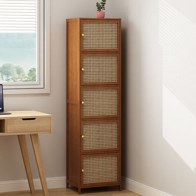 Modern Minimalist Square Wooden Board Plastic Rattan Weaving Storage Cabinet 2/3/4/5/6-Cabinet For Study