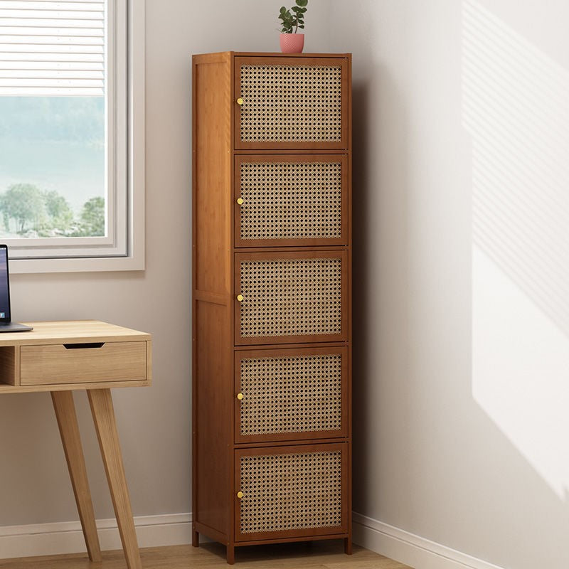 Moderner minimalistischer Aufbewahrungsschrank aus Bambus, MDF, Kunststoff und Rattangeflecht mit 2/3/4/5/6 Fächern fürs Arbeitszimmer 