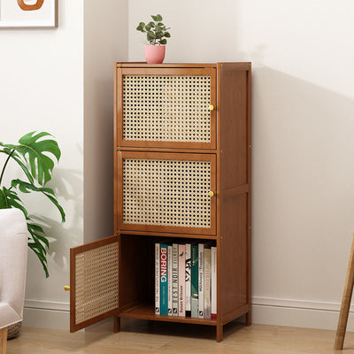 Modern Minimalist Square Wooden Board Plastic Rattan Weaving Storage Cabinet 2/3/4/5/6-Cabinet For Study