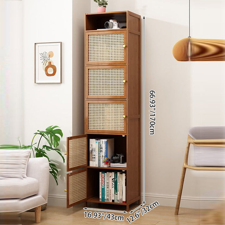 Moderner minimalistischer Aufbewahrungsschrank aus Bambus, MDF, Kunststoff und Rattangeflecht mit 2/3/4/5/6 Fächern fürs Arbeitszimmer 