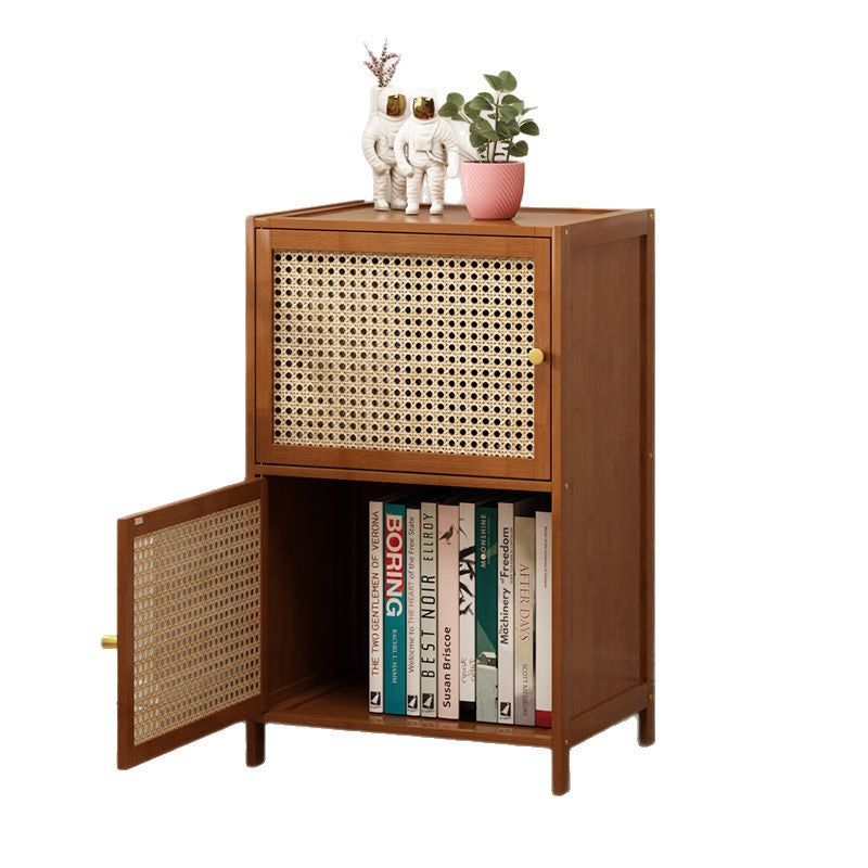 Modern Minimalist Square Wooden Board Plastic Rattan Weaving Storage Cabinet 2/3/4/5/6-Cabinet For Study
