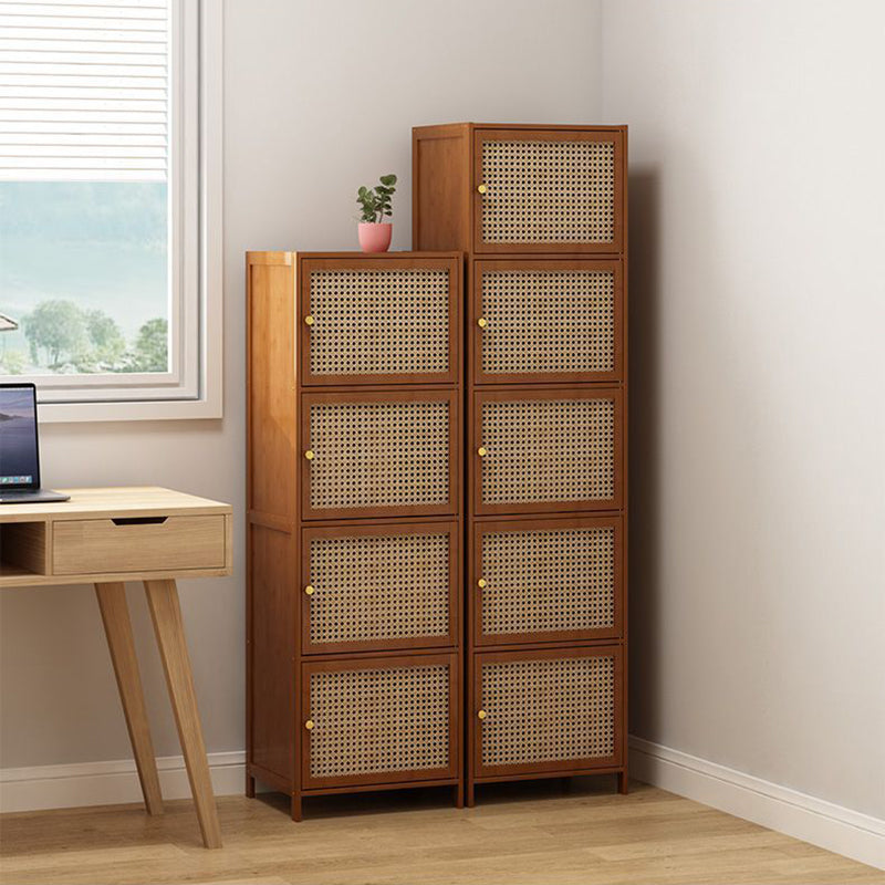 Modern Minimalist Square Wooden Board Plastic Rattan Weaving Storage Cabinet 2/3/4/5/6-Cabinet For Study