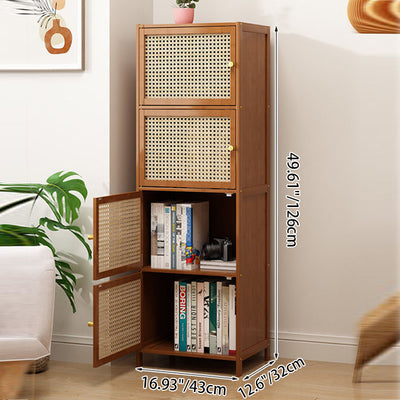 Modern Minimalist Square Wooden Board Plastic Rattan Weaving Storage Cabinet 2/3/4/5/6-Cabinet For Study