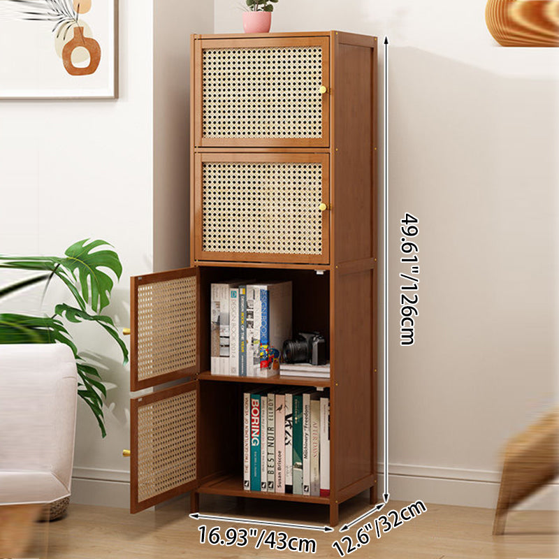Modern Minimalist Square Wooden Board Plastic Rattan Weaving Storage Cabinet 2/3/4/5/6-Cabinet For Study