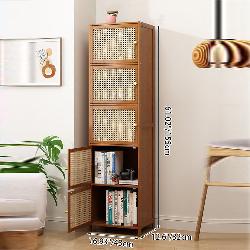 Moderner minimalistischer Aufbewahrungsschrank aus Bambus, MDF, Kunststoff und Rattangeflecht mit 2/3/4/5/6 Fächern fürs Arbeitszimmer 