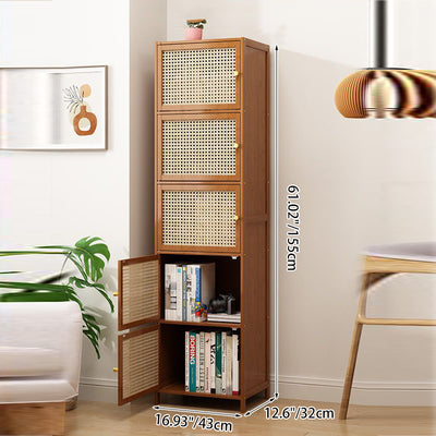 Modern Minimalist Square Wooden Board Plastic Rattan Weaving Storage Cabinet 2/3/4/5/6-Cabinet For Study