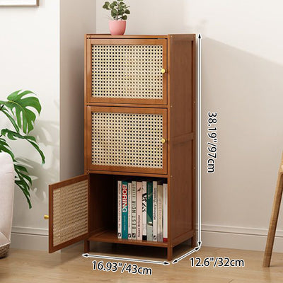 Modern Minimalist Square Wooden Board Plastic Rattan Weaving Storage Cabinet 2/3/4/5/6-Cabinet For Study