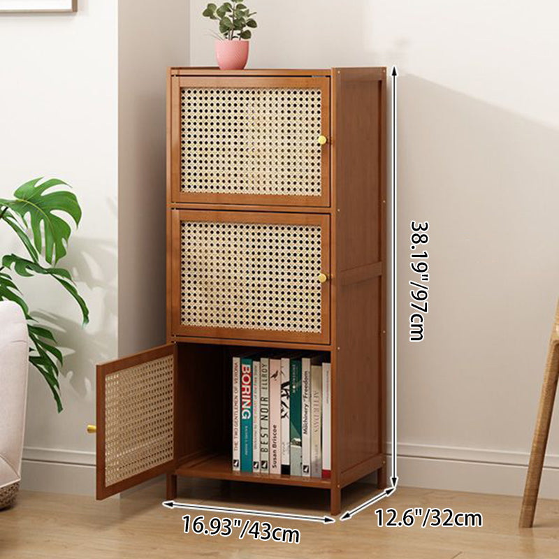 Modern Minimalist Square Wooden Board Plastic Rattan Weaving Storage Cabinet 2/3/4/5/6-Cabinet For Study