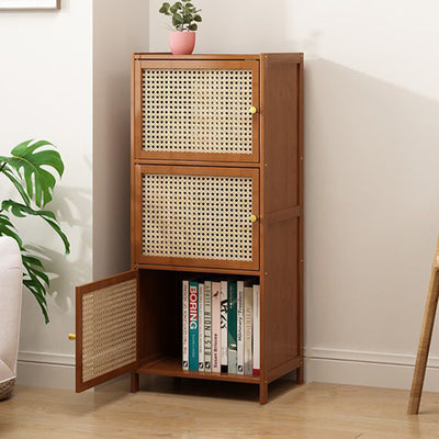 Modern Minimalist Square Wooden Board Plastic Rattan Weaving Storage Cabinet 2/3/4/5/6-Cabinet For Study