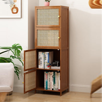 Modern Minimalist Square Wooden Board Plastic Rattan Weaving Storage Cabinet 2/3/4/5/6-Cabinet For Study