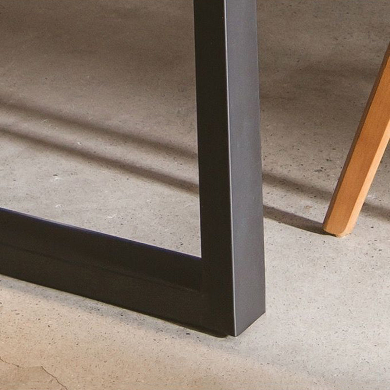 Modern Minimalist Rectangular Pine Wood Carbon Steel Dining Table For 4-6 Seats