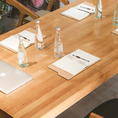 Modern Minimalist Rectangular Pine Wood Carbon Steel Dining Table For 4-6 Seats