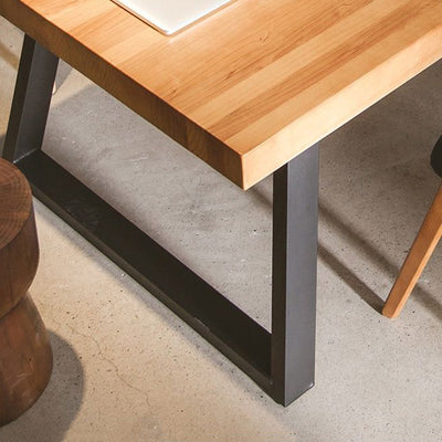Modern Minimalist Rectangular Pine Wood Carbon Steel Dining Table For 4-6 Seats