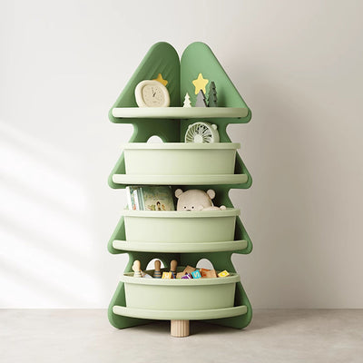 Contemporary Creative Christmas Tree Environmentally Friendly HDPE Kids Corner Storage Shelf 4-Tier For Living Room