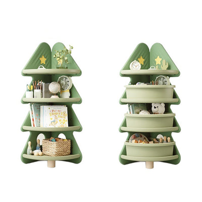 Contemporary Creative Christmas Tree Environmentally Friendly HDPE Kids Corner Storage Shelf 4-Tier For Living Room