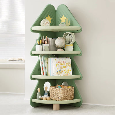 Contemporary Creative Christmas Tree Environmentally Friendly HDPE Kids Corner Storage Shelf 4-Tier For Living Room