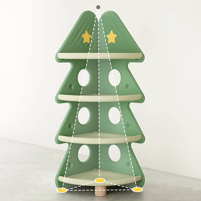 Contemporary Creative Christmas Tree Environmentally Friendly HDPE Kids Corner Storage Shelf 4-Tier For Living Room