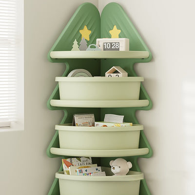 Contemporary Creative Christmas Tree Environmentally Friendly HDPE Kids Corner Storage Shelf 4-Tier For Living Room