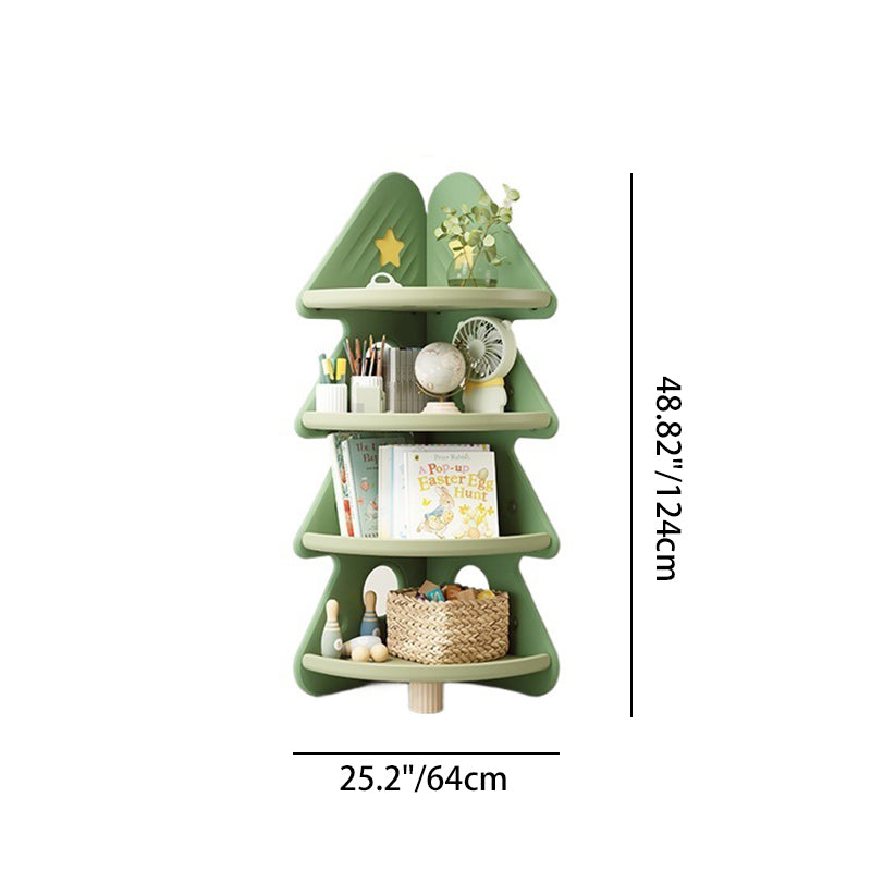 Contemporary Creative Christmas Tree Environmentally Friendly HDPE Kids Corner Storage Shelf 4-Tier For Living Room