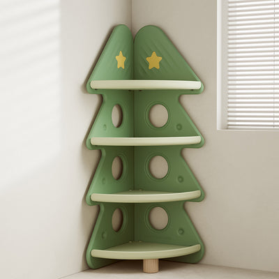 Contemporary Creative Christmas Tree Environmentally Friendly HDPE Kids Corner Storage Shelf 4-Tier For Living Room