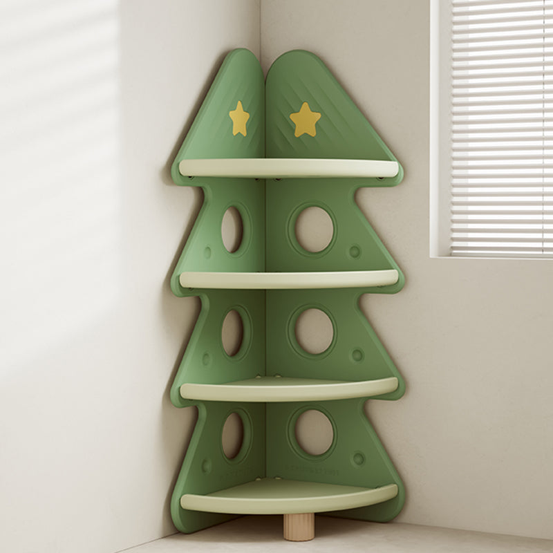 Contemporary Creative Christmas Tree Environmentally Friendly HDPE Kids Corner Storage Shelf 4-Tier For Living Room