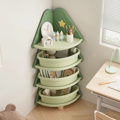 Contemporary Creative Christmas Tree Environmentally Friendly HDPE Kids Corner Storage Shelf 4-Tier For Living Room