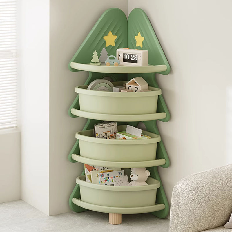 Contemporary Creative Christmas Tree Environmentally Friendly HDPE Kids Corner Storage Shelf 4-Tier For Living Room