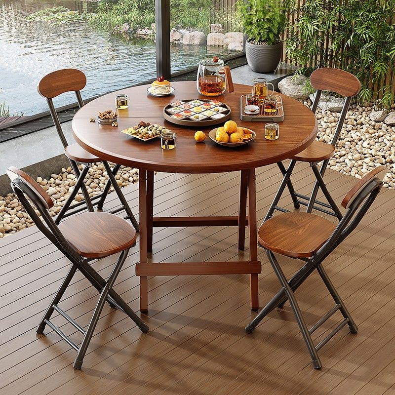 Modern Simplicity Round MDF Iron Foldable Dining Table For 2-8 Seats