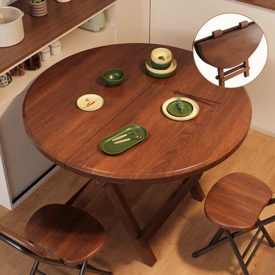 Modern Simplicity Round MDF Iron Foldable Dining Table For 2-8 Seats