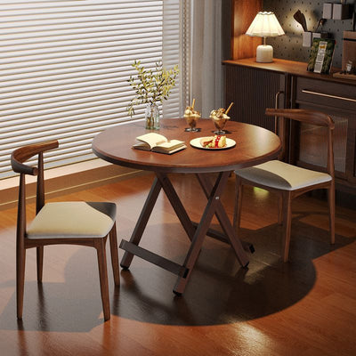 Modern Simplicity Round MDF Iron Foldable Dining Table For 2-8 Seats