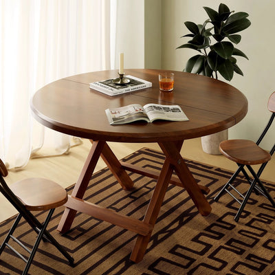 Modern Simplicity Round MDF Iron Foldable Dining Table For 2-8 Seats