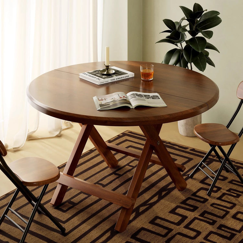 Modern Simplicity Round MDF Iron Foldable Dining Table For 2-8 Seats