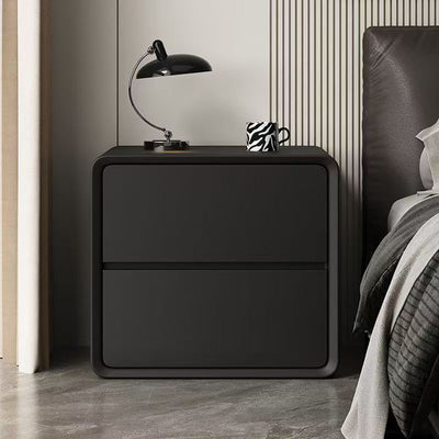 Modern Minimalist Rectangular Solid Wood Pine Wood Cat Scratching Leather Nightstand 2-Drawer For Bedroom