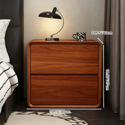 Modern Minimalist Rectangular Solid Wood Pine Wood Cat Scratching Leather Nightstand 2-Drawer For Bedroom