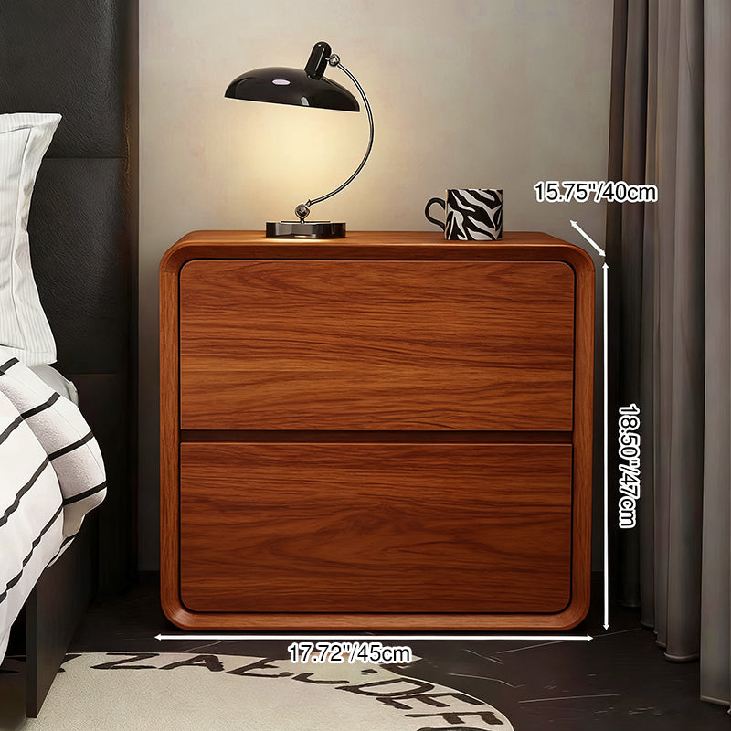 Modern Minimalist Rectangular Solid Wood Pine Wood Cat Scratching Leather Nightstand 2-Drawer For Bedroom