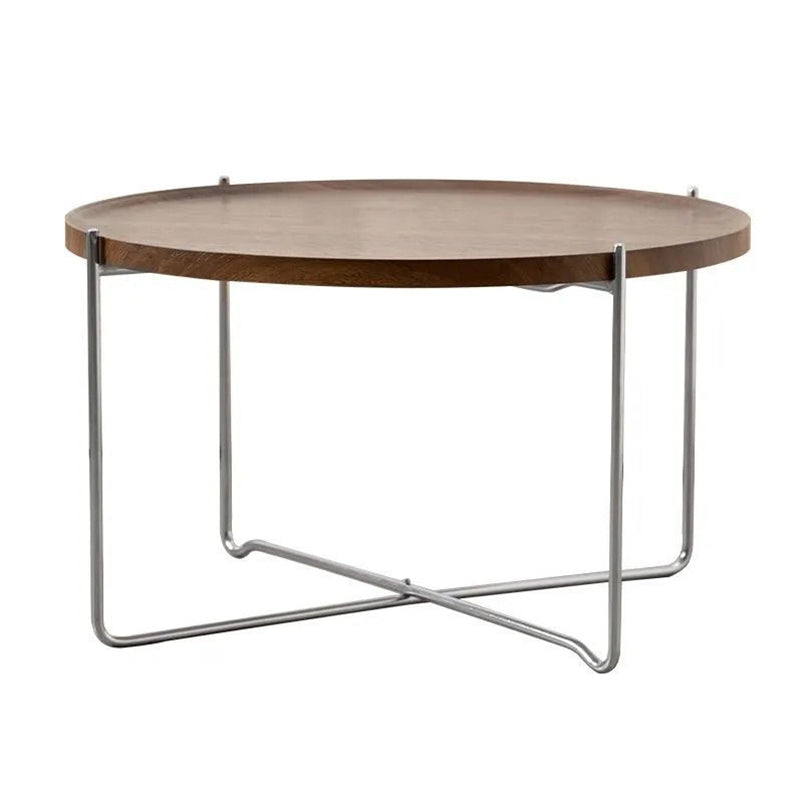 Modern Minimalist Round Border Design MDF Iron Coffee Table 1-Tier For Living Room