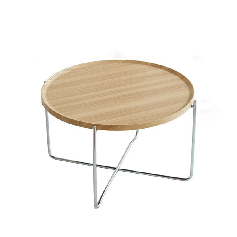 Modern Minimalist Round Border Design MDF Iron Coffee Table 1-Tier For Living Room